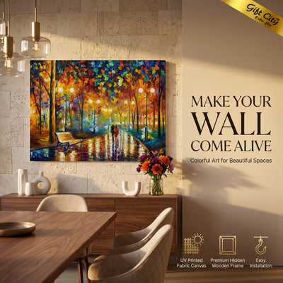 Romantic Couple Walking Palette Knife Canvas Painting | Couple Love Wall Art for Home & Bedroom Decor