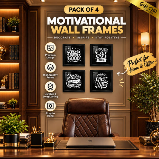 Bundle Of 4 Motivational Frames, Wall Art Hangings Glass Frames - Gift City