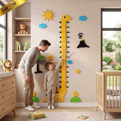Baby Dinosaur Height Chart Wall Art – 3D Acrylic Growth Scale for Kids Room | Dinosaur Height Measurement Wall Decor