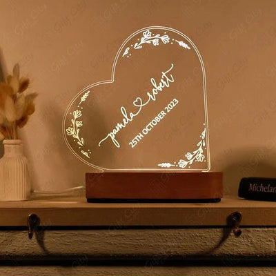 Gift City Customizable Modern Heart Shape Decorative Table Lamp with Acrylic Top and Acrylic Base - Direct Wire, Best Gift for Couples - Gift City Online Store