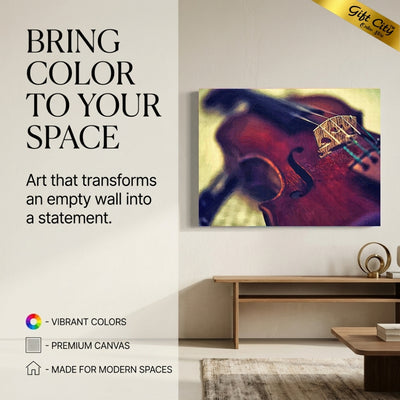 Violin Canvas Painting Wall Art with Wooden Frame | Musical Instrument Painting for Home Decor