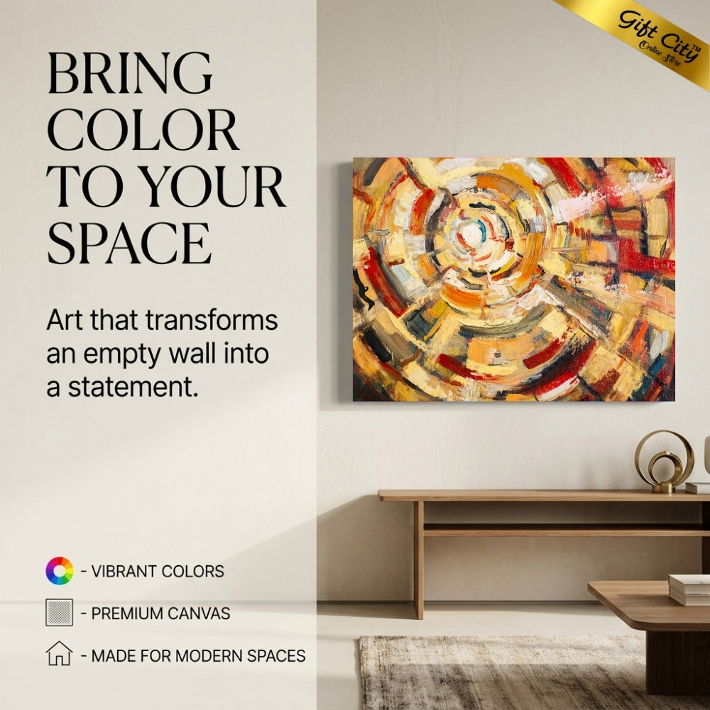Book Library Abstract Canvas Painting | Modern Bookshelf Wall Art for Home & Office Decor
