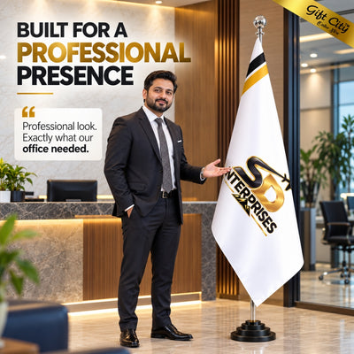Custom Executive Indoor Conference Flag – 7FT Corporate Floor Flag Without Golden Fringe | Gift City