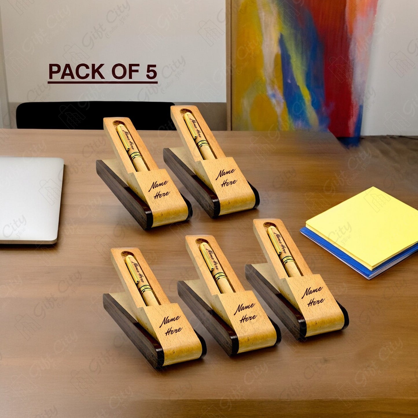 Gift City: Organize Your Desk in Style - Heavy Wooden Pen Holders with Lifetime Warranty"