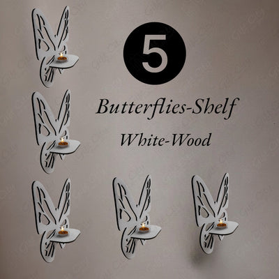 Gift City Presents the Elegant White Wooden Butterfly Wall Shelf – Premium Decorative Candlestick Holder - Gift City Online Store