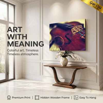Violin Canvas Painting Wall Art with Wooden Frame | Musical Instrument Painting for Home Decor
