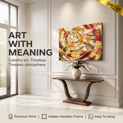 Book Library Abstract Canvas Painting | Modern Bookshelf Wall Art for Home & Office Decor
