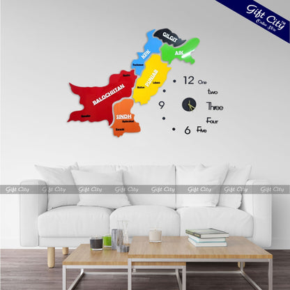 Gift City Presents Acrylic Colorful Pakistan Map Wall Art | Travel Agency | Modern Home & Office Decor | 3D National Pride Map