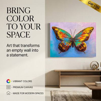 Colorful Butterfly Canvas Painting Wall Art with Wooden Frame | Digital Printed Butterfly Painting for Home Decor