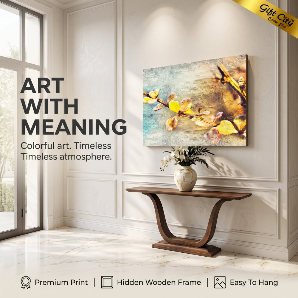 Floral Canvas Painting Wall Art with Wooden Frame | Flower Painting for Home Decor