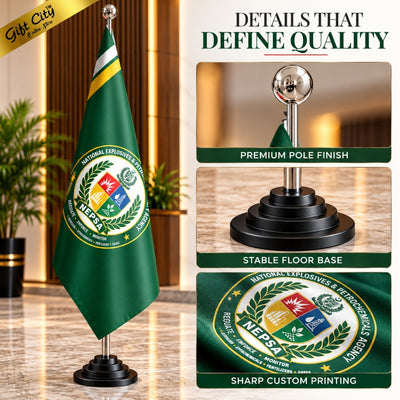 Custom Executive Indoor Conference Flag – 7FT Corporate Floor Flag Without Golden Fringe | Gift City