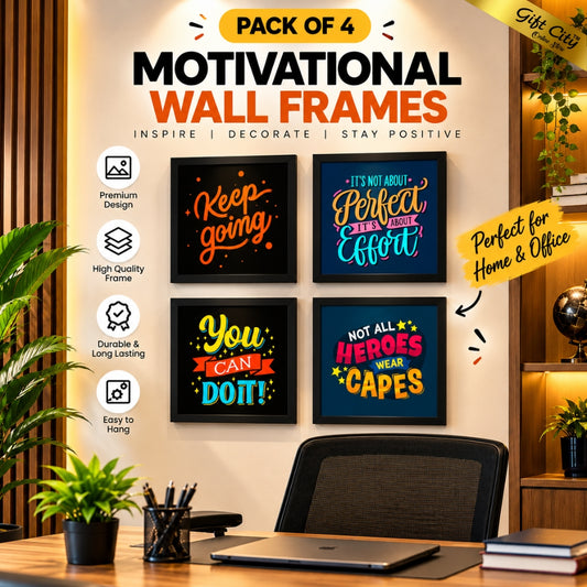 4 Inspiration Quote Frames, Wall Art Hangings Glass Frames - Gift City