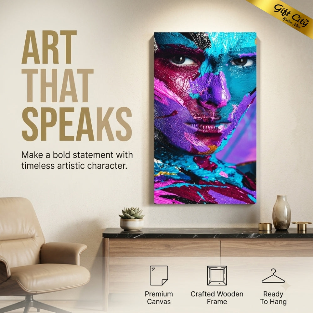 Man Face Digital Art Canvas Painting | Modern Male Portrait Wall Art for Home & Office Decor