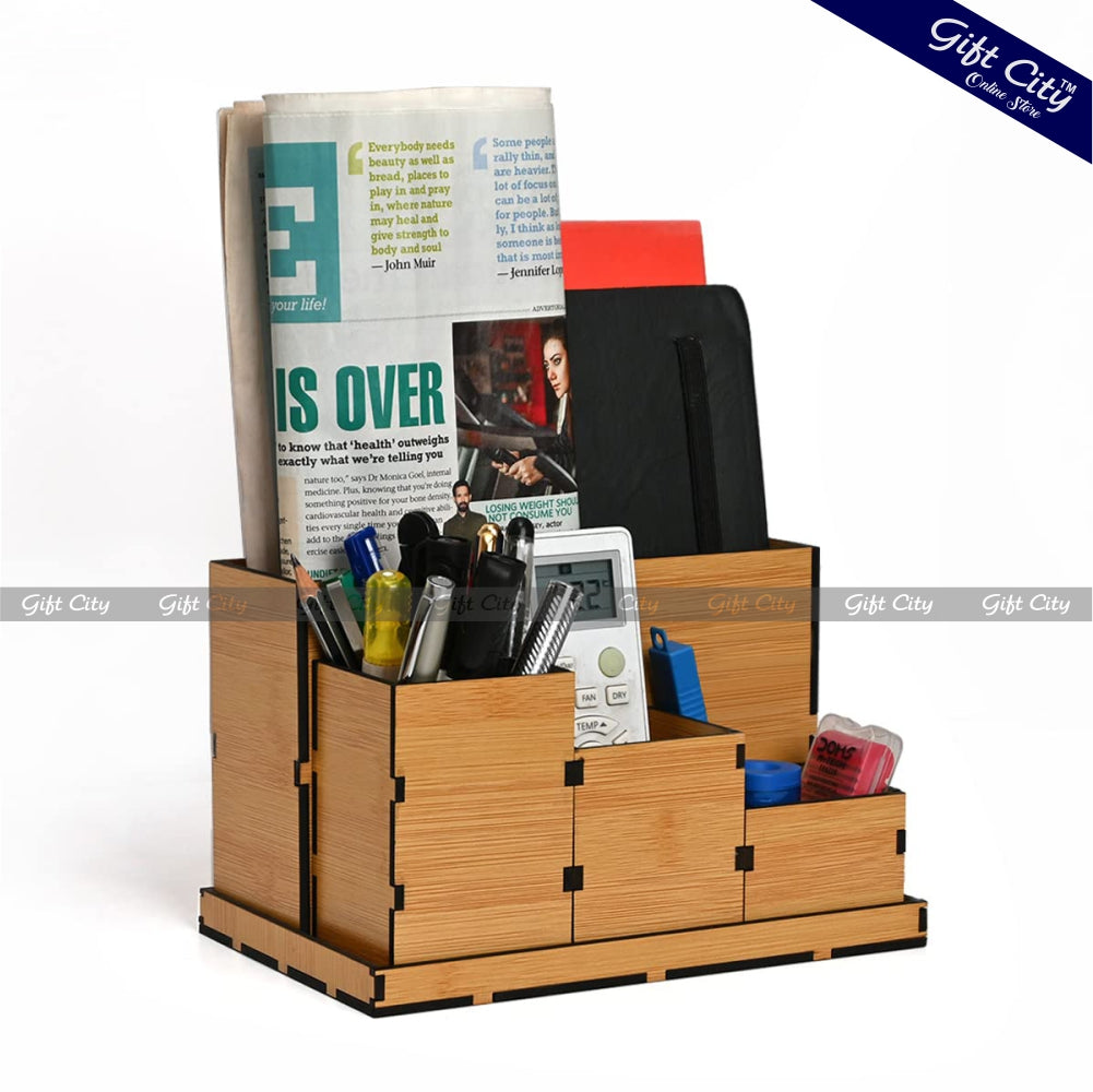 Gift City Presents 4-Compartment Desk Organizer | Multi-Functional Office Organizer | Ideal Corporate Gifts