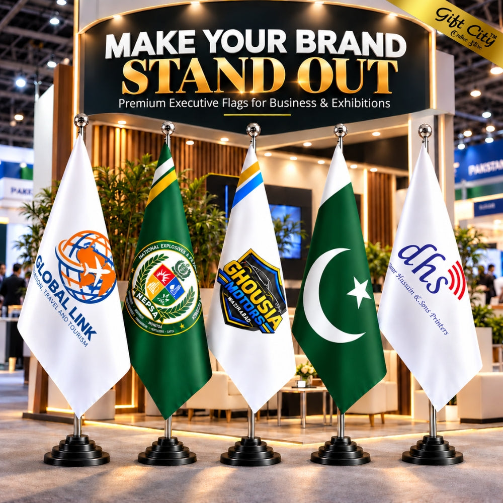 Custom Executive Indoor Conference Flag – 7FT Corporate Floor Flag Without Golden Fringe | Gift City