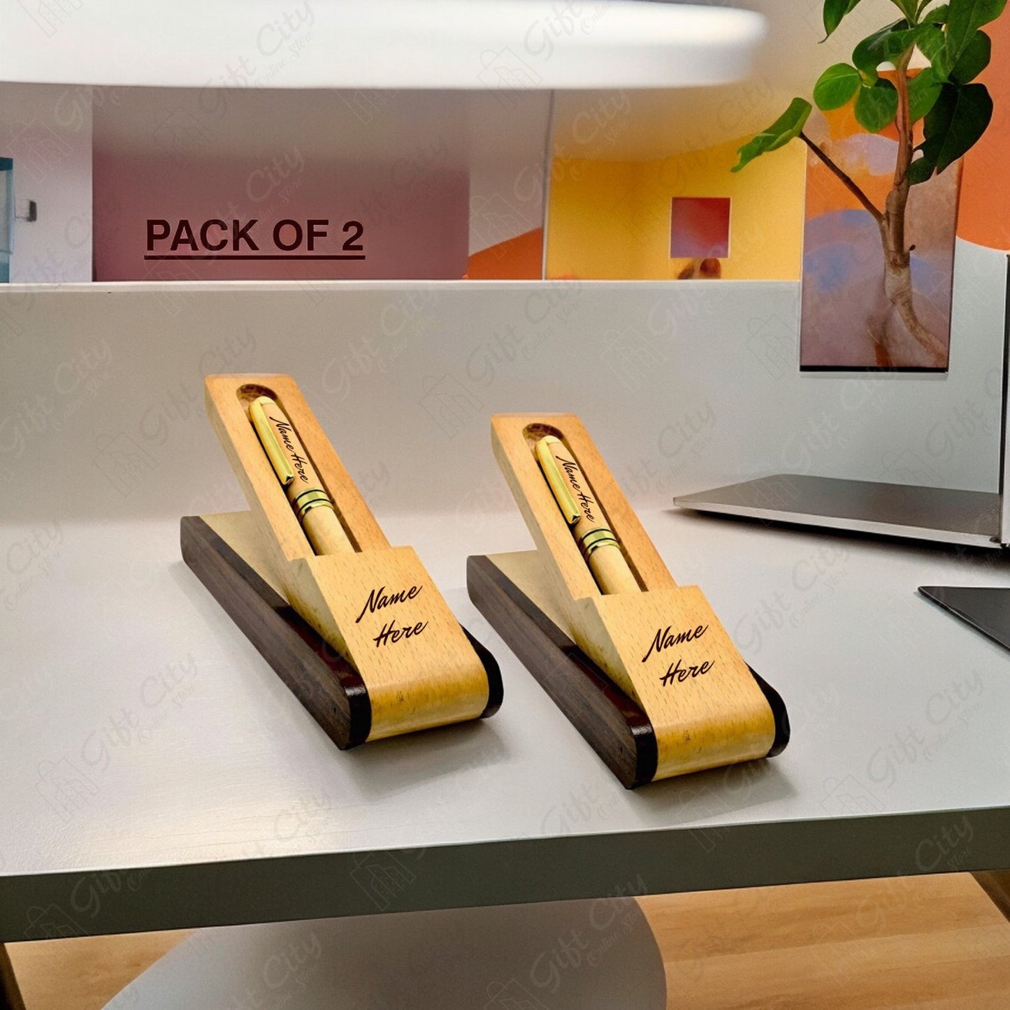 Gift City: Organize Your Desk in Style - Heavy Wooden Pen Holders with Lifetime Warranty"