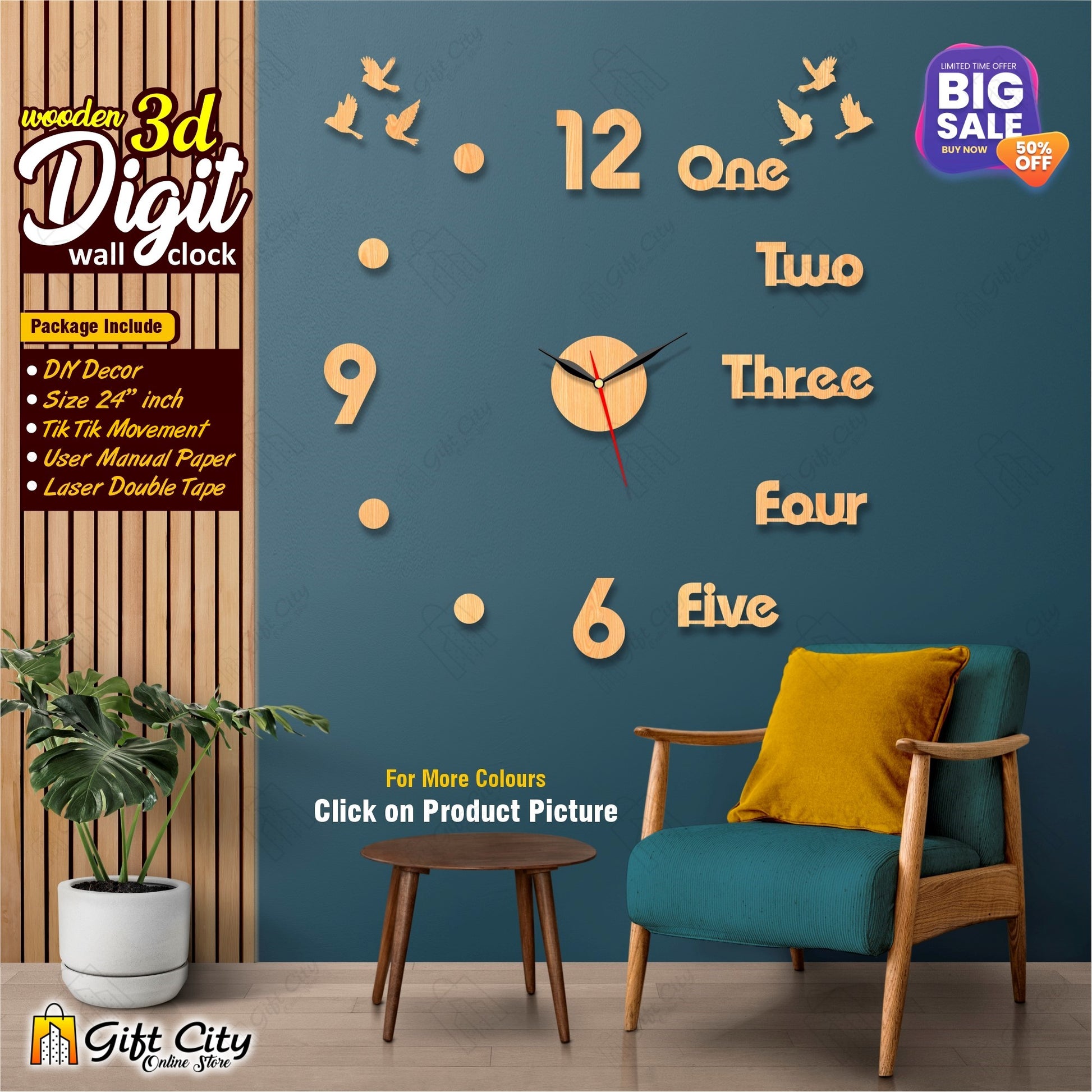 One Two Three DIY Wall Clock