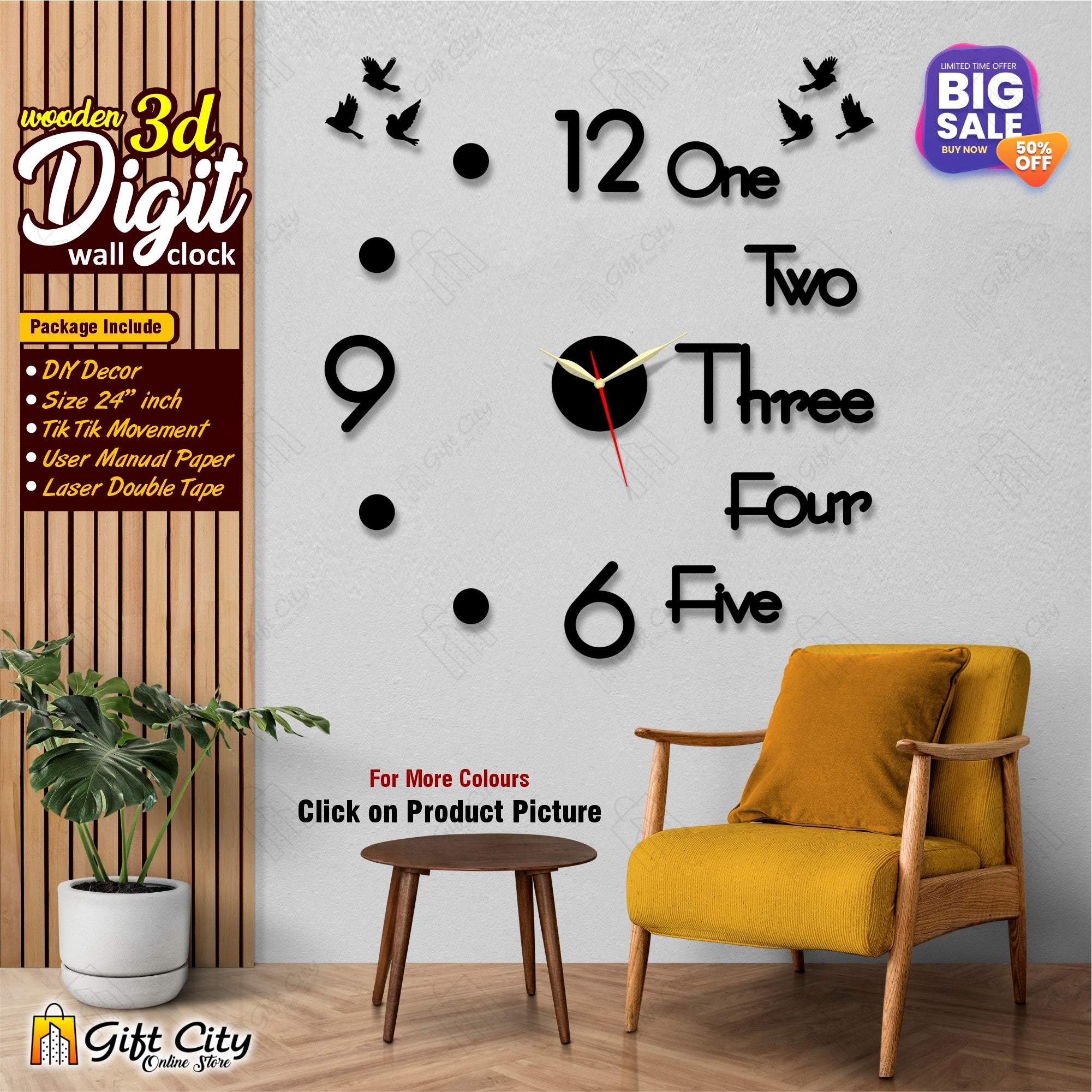 Big Letters & Alphabets DIY Wall Clock - 24 Inches - Gift City – Gift ...