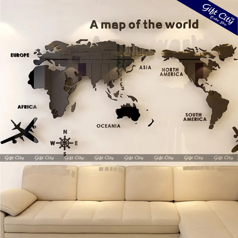 Gift City Presents Acrylic Colorful World Map Wall Art for Travel Agency | Modern Home Decor | Large Decorative Map