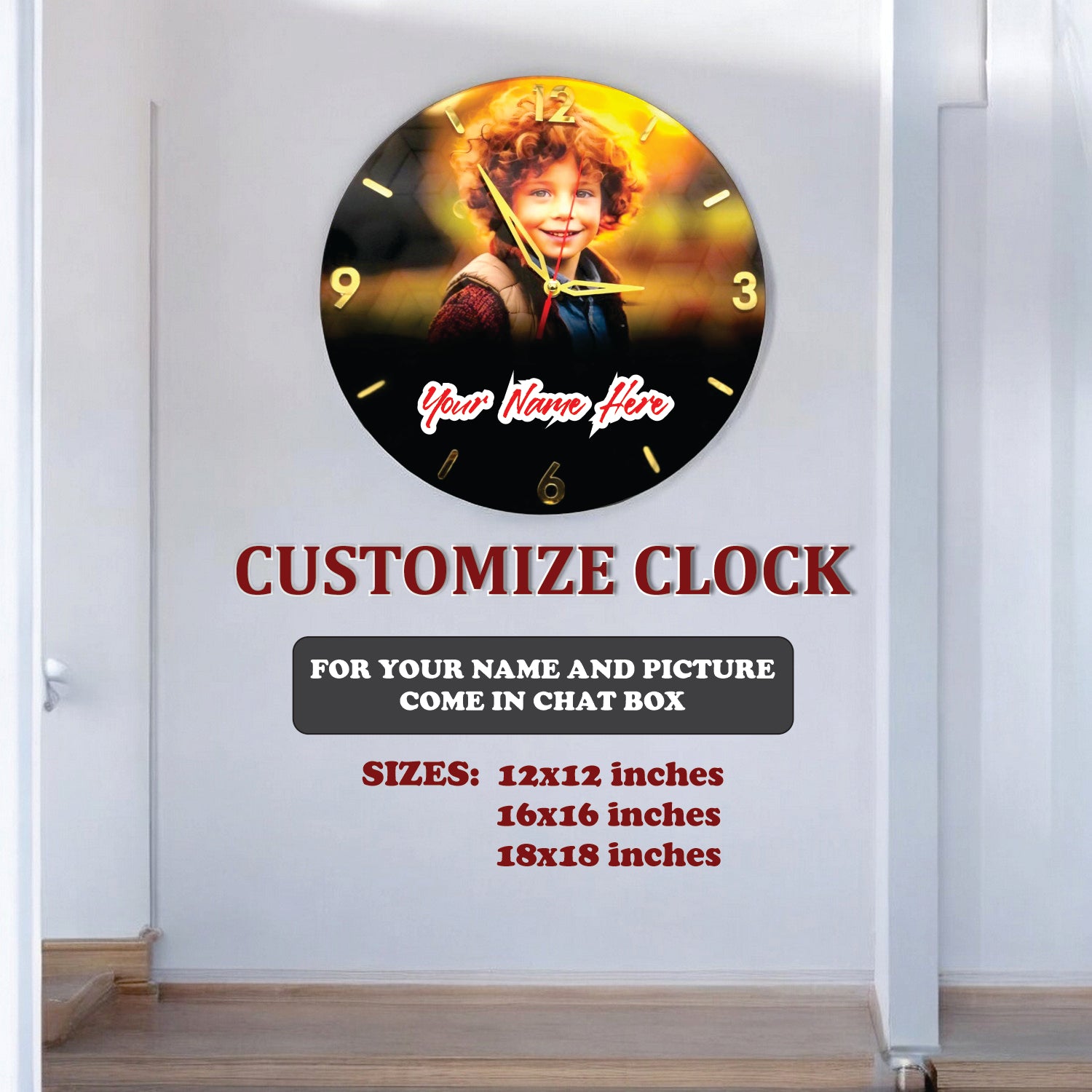 Customizable Acrylic Wall Clock Best Gift for Birthday, Anniversarry, Valentine Day & Wedding- Gift City