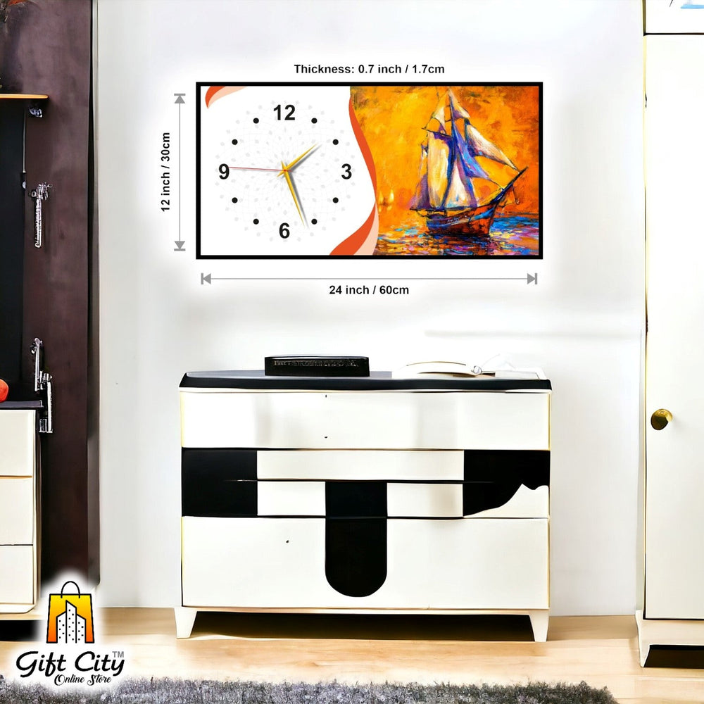 Gift City Sleek Wooden Digital Print Wall Clock - Great for Home and Office - 12x24 inch - Gift City Online Store