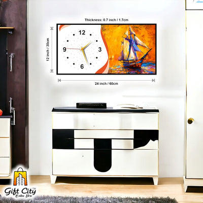 Gift City Sleek Wooden Digital Print Wall Clock - Great for Home and Office - 12x24 inch - Gift City Online Store