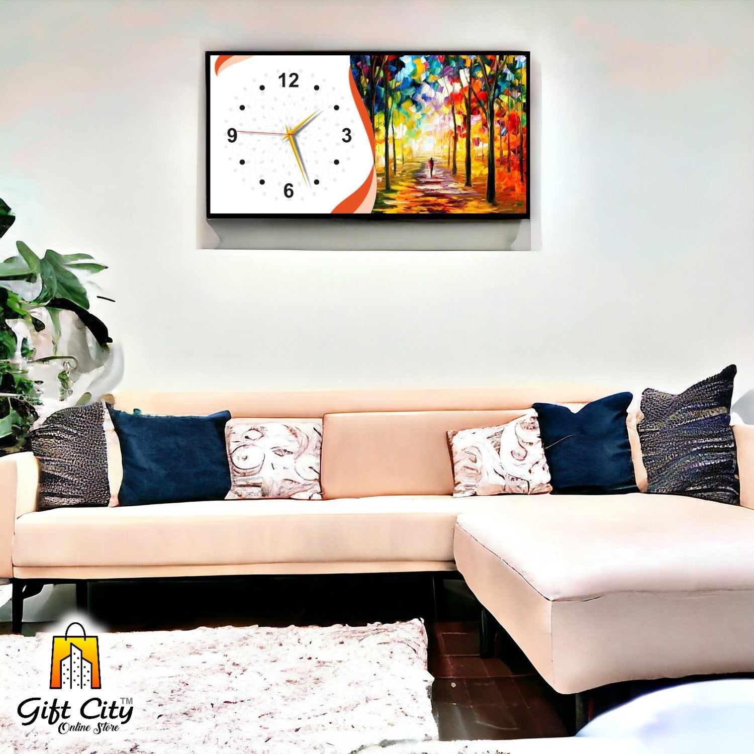 Gift City Classic Wooden Wall Clock with Artistic Digital Design - Suitable for Any Room - 12x24 inch