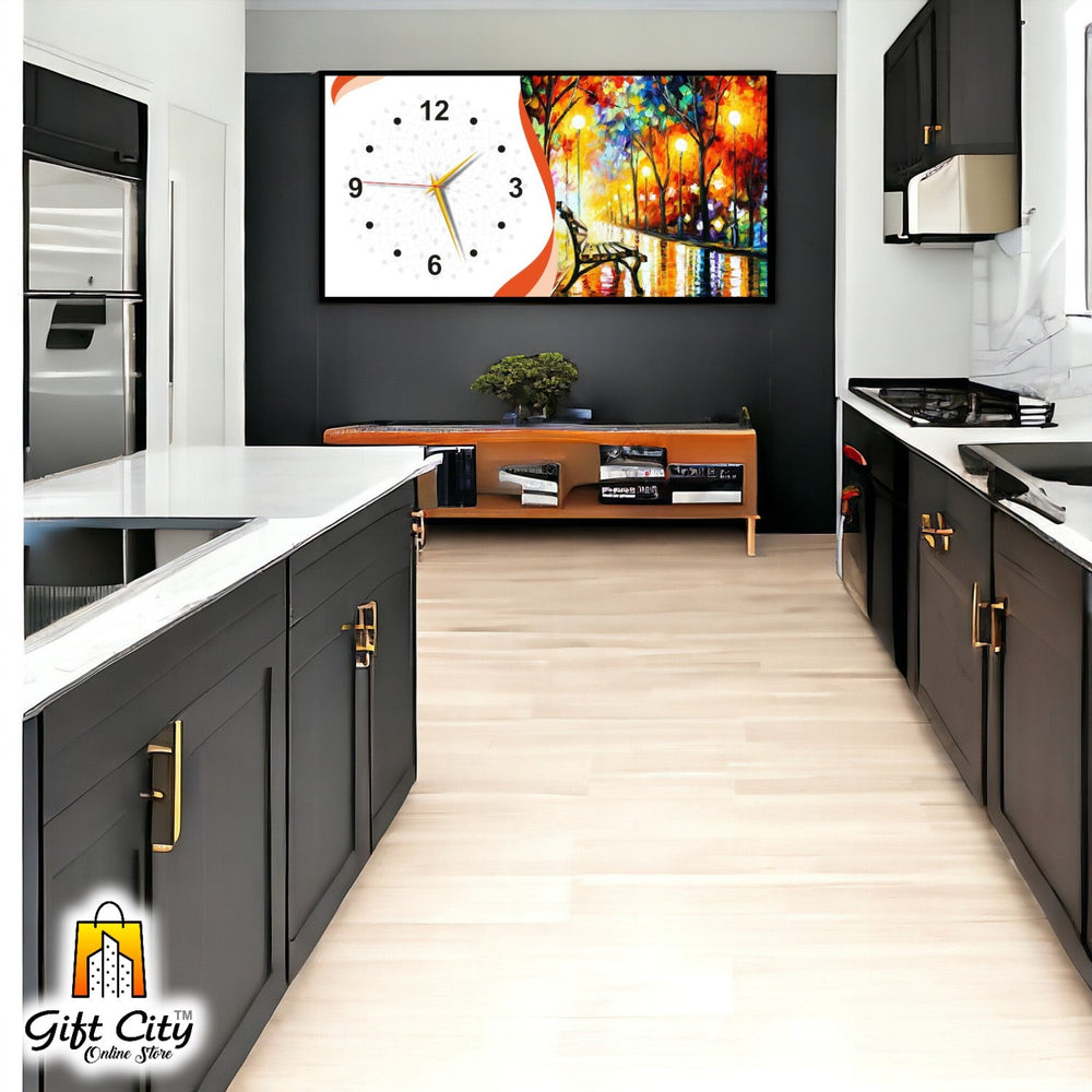 Gift City Contemporary Wooden Frame Wall Clock with Bright Colors - Ideal for Any Space - 12x24 inch - Gift City Online Store