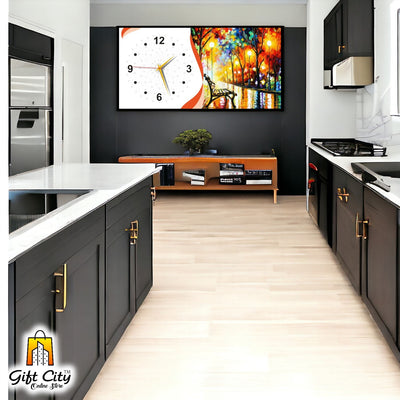 Gift City Contemporary Wooden Frame Wall Clock with Bright Colors - Ideal for Any Space - 12x24 inch - Gift City Online Store
