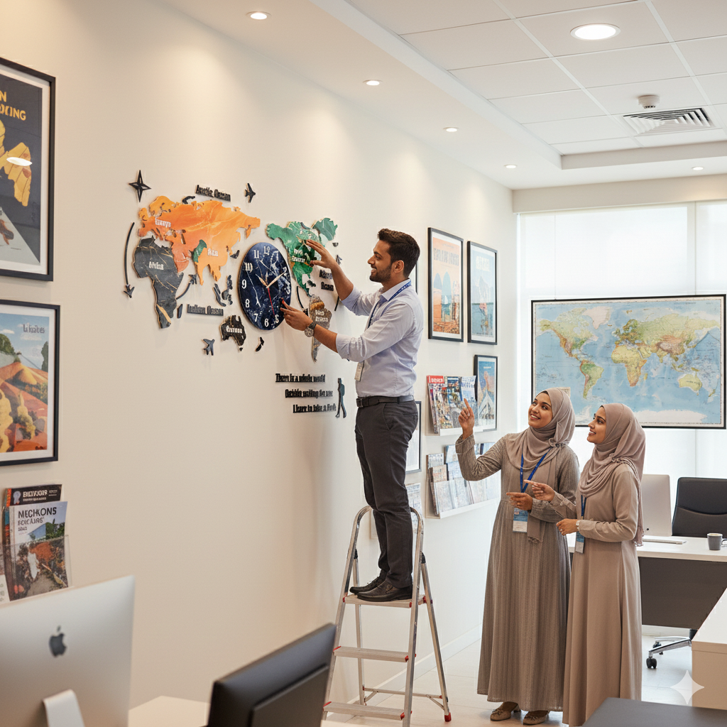 Gift City DIY Colorful World Map Wall Clock - Large 127cm for Home and Office