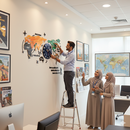 Gift City DIY Colorful World Map Wall Clock - Large 127cm for Home and Office