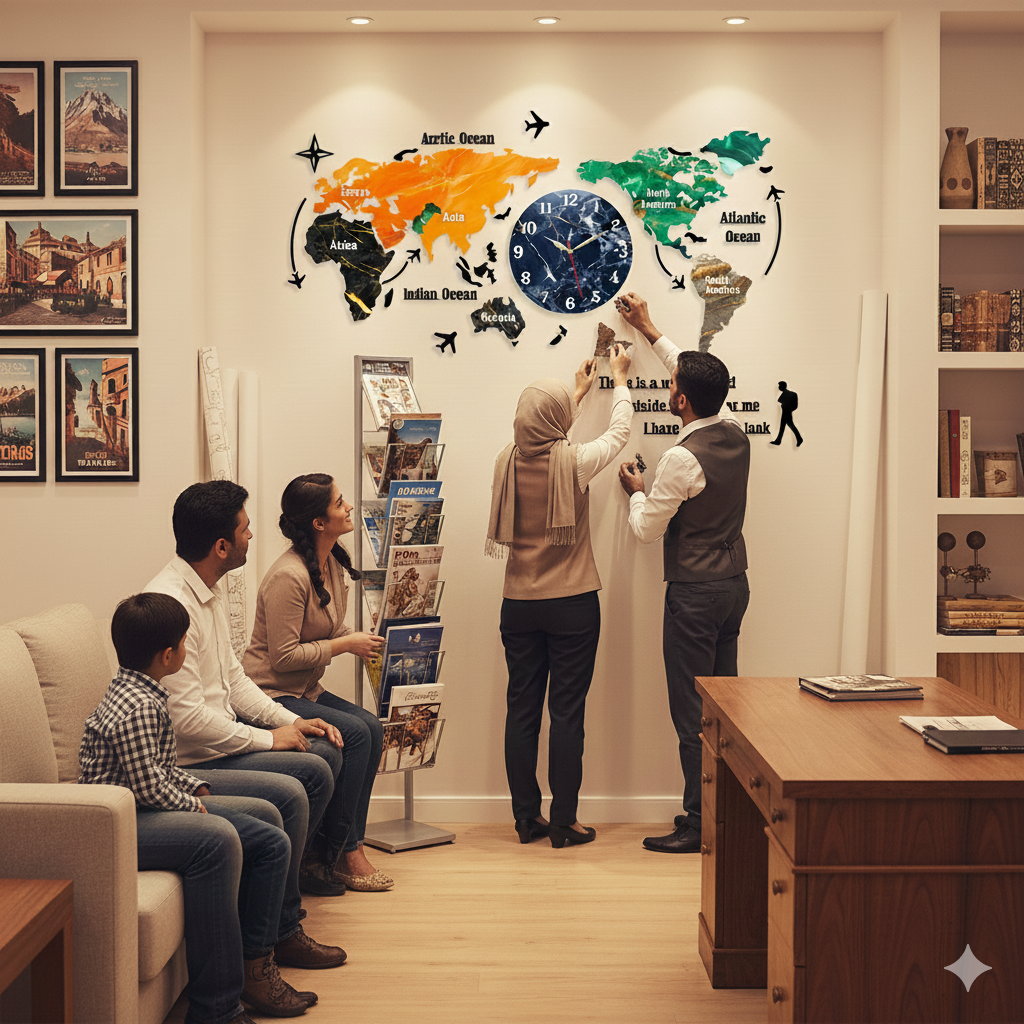 Gift City DIY Colorful World Map Wall Clock - Large 127cm for Home and Office