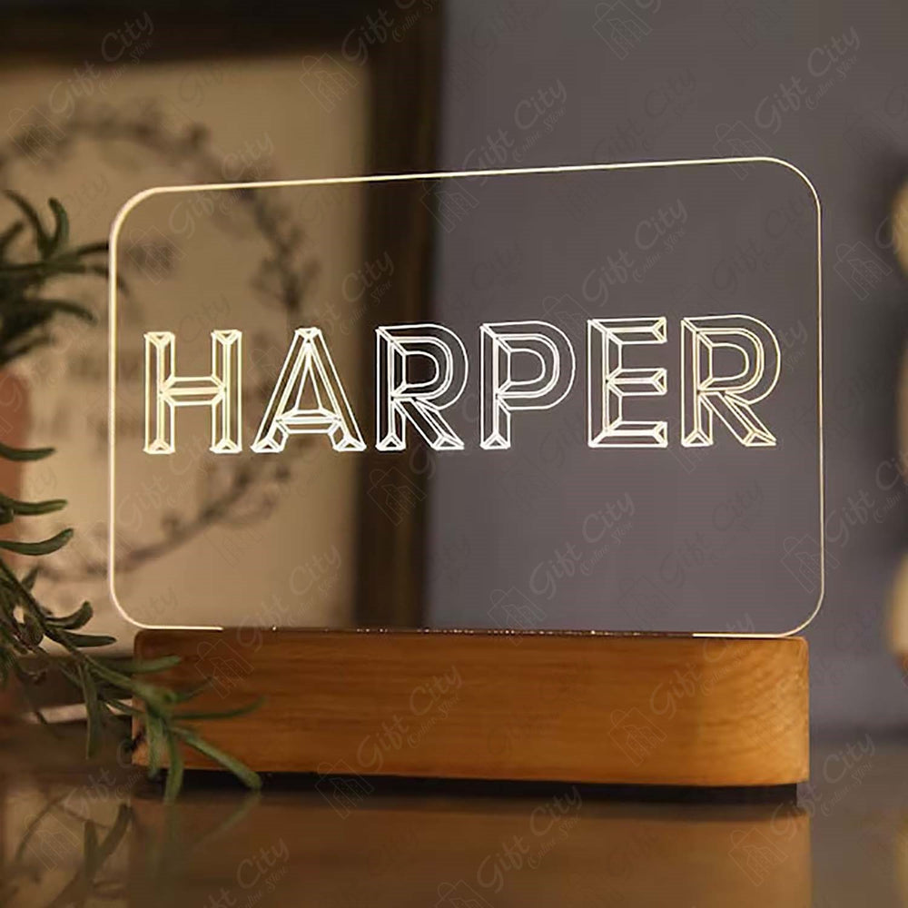 Gift City Customizable 3D Name illusion Decorative Lamp with Acrylic Sheet & Base - Free Shipping & Lifetime Warranty - Perfect Wedding Gift - Gift City Online Store