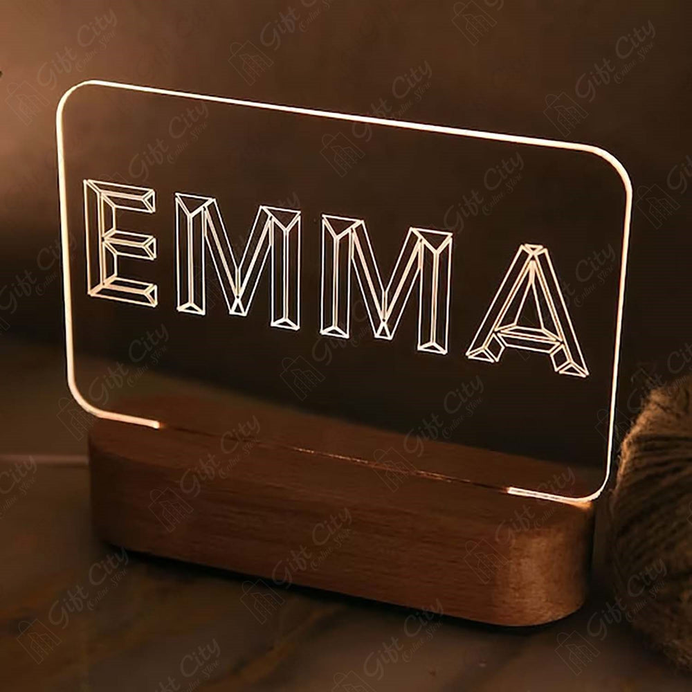 Gift City Customizable 3D Name illusion Decorative Lamp with Acrylic Sheet & Base - Free Shipping & Lifetime Warranty - Perfect Wedding Gift - Gift City Online Store