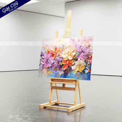 Gift City Presents A Masterpiece of Vibrant Floral Art Stunning Oil Painting Canvas Featuring Abstract Blooms, Rich Textures, and a Symphony of Colors and Light