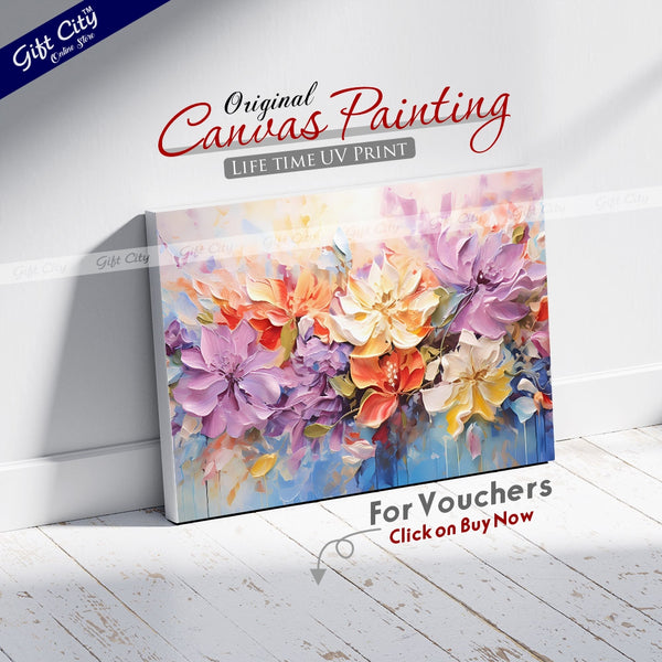 Gift City Presents A Masterpiece of Vibrant Floral Art Stunning Oil Painting Canvas Featuring Abstract Blooms, Rich Textures, and a Symphony of Colors and Light Wall Hanging - Gift City Online Store
