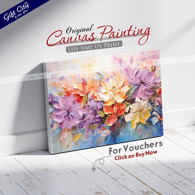 Gift City Presents A Masterpiece of Vibrant Floral Art Stunning Oil Painting Canvas Featuring Abstract Blooms, Rich Textures, and a Symphony of Colors and Light Wall Hanging - Gift City Online Store