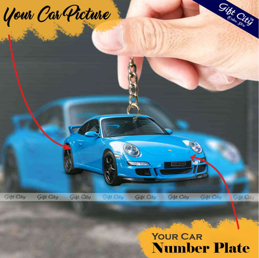 Gift City Presents Acrylic UV Printed Custom Car Keychain with Your Car Picture, License Plate, Personalized Keyring, Custom Auto Accessories, Gift for Car Lovers