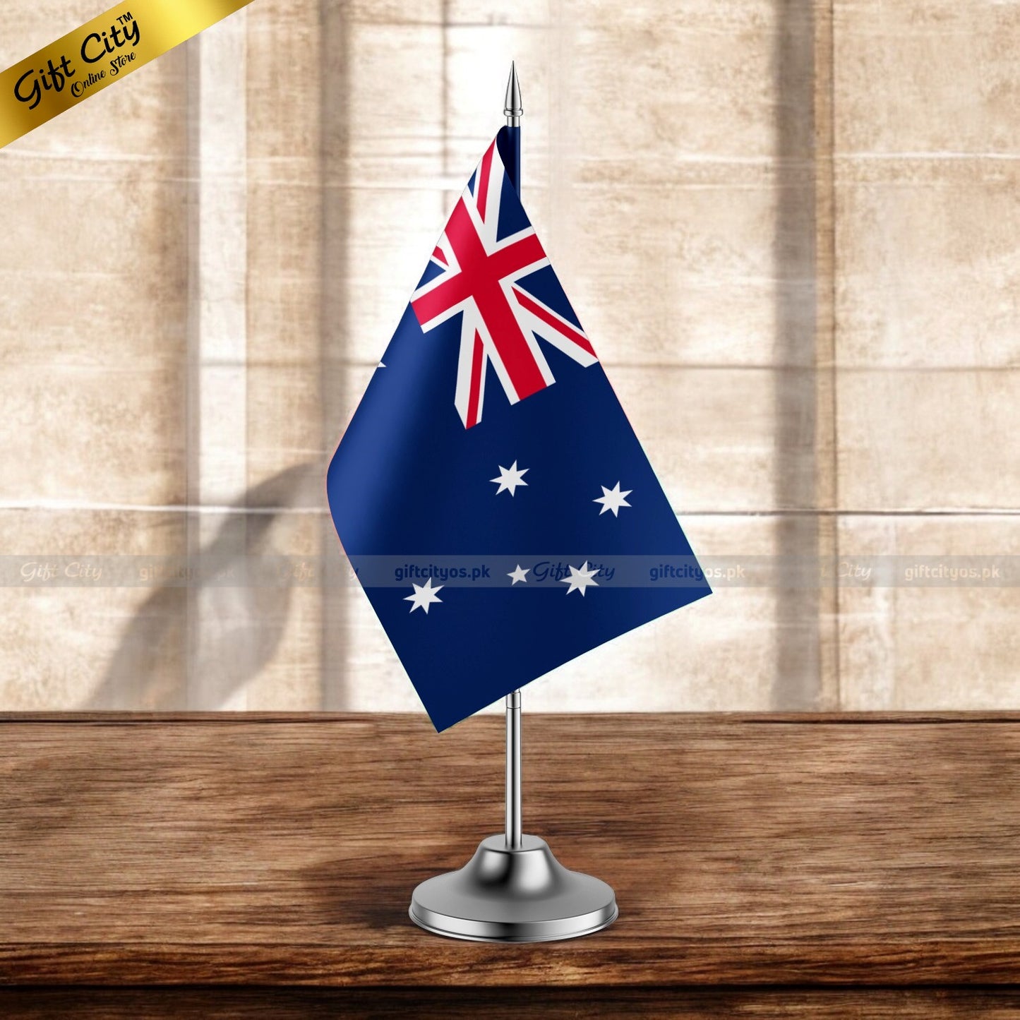 Gift City Presents Australia Desk Flag with Stand  Perfect for Office, Home Decor & Display  Multiple Country Flags Available