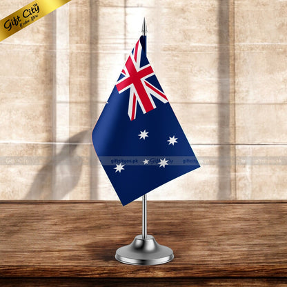 Gift City Presents Australia Desk Flag with Stand  Perfect for Office, Home Decor & Display  Multiple Country Flags Available