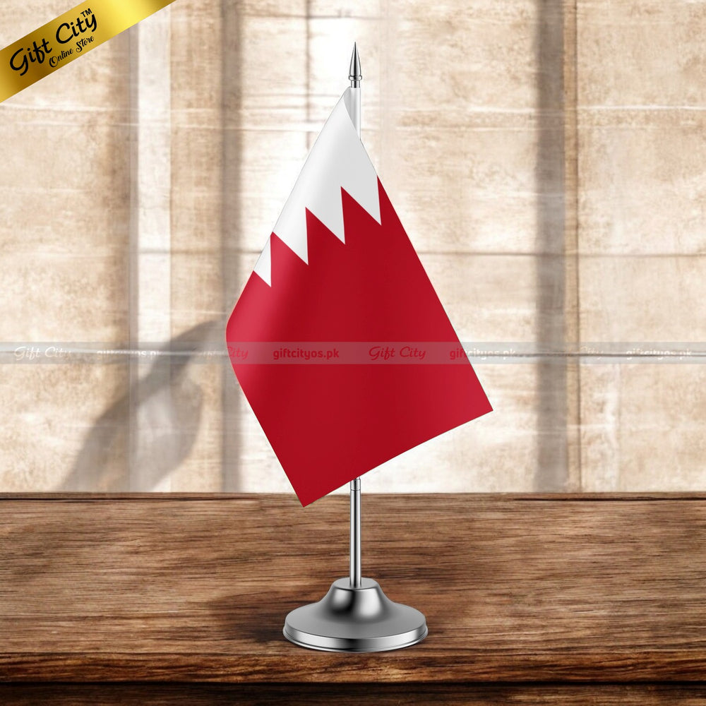 Gift City Presents Bahrain Desk Flag with Stand | Premium Office & Home Decor | Multiple Country Flags Available - Gift City Online Store
