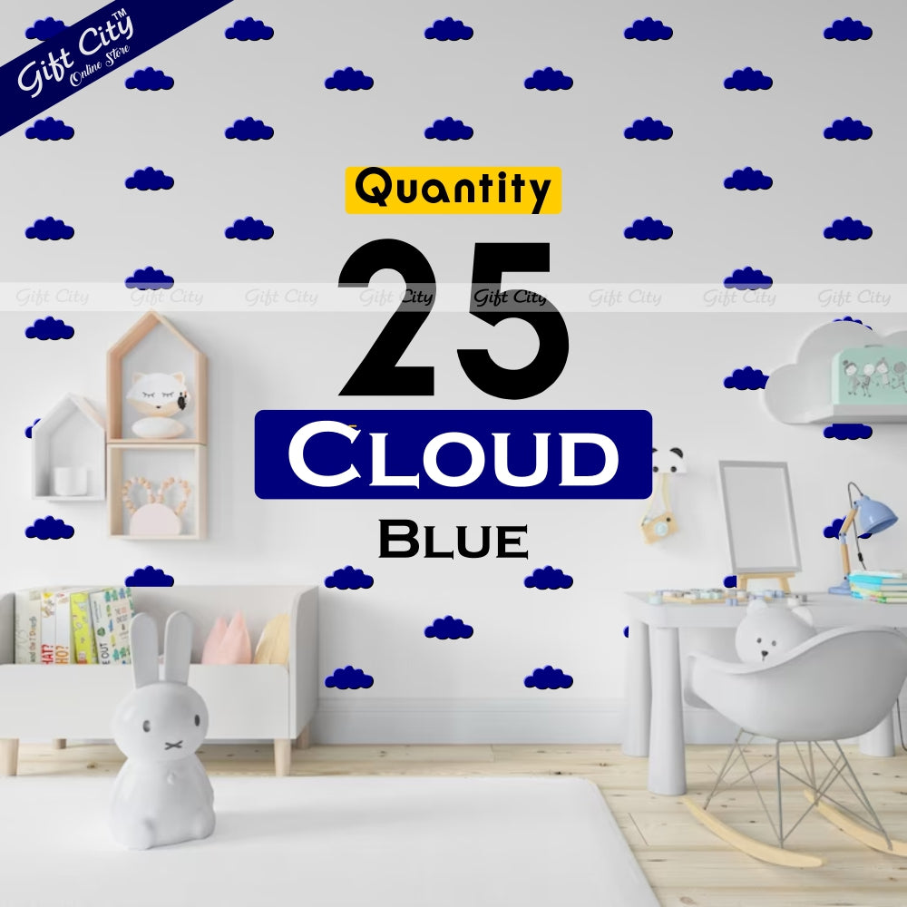 Gift City Presents Blue Cloud Shaped Dots Wall Stickers DIY Home Décor Perfect for Kids Bedrooms & Living Rooms Multiple Colors