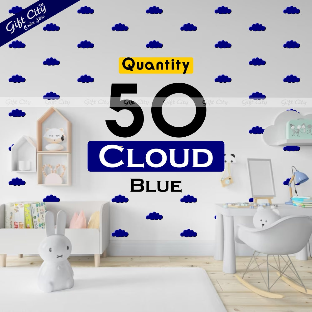 Gift City Presents Blue Cloud Shaped Dots Wall Stickers DIY Home Décor Perfect for Kids Bedrooms & Living Rooms Multiple Colors