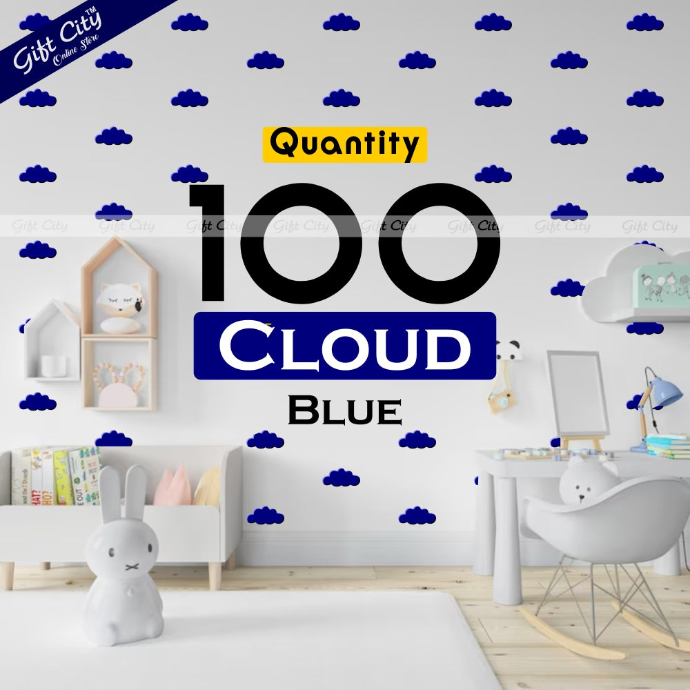 Gift City Presents Blue Cloud Shaped Dots Wall Stickers DIY Home Décor Perfect for Kids Bedrooms & Living Rooms Multiple Colors