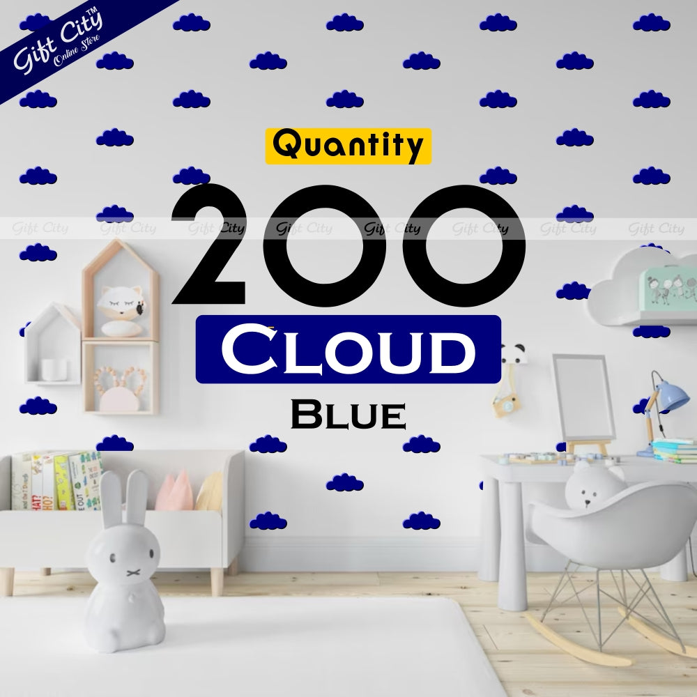 Gift City Presents Blue Cloud Shaped Dots Wall Stickers DIY Home Décor Perfect for Kids Bedrooms & Living Rooms Multiple Colors