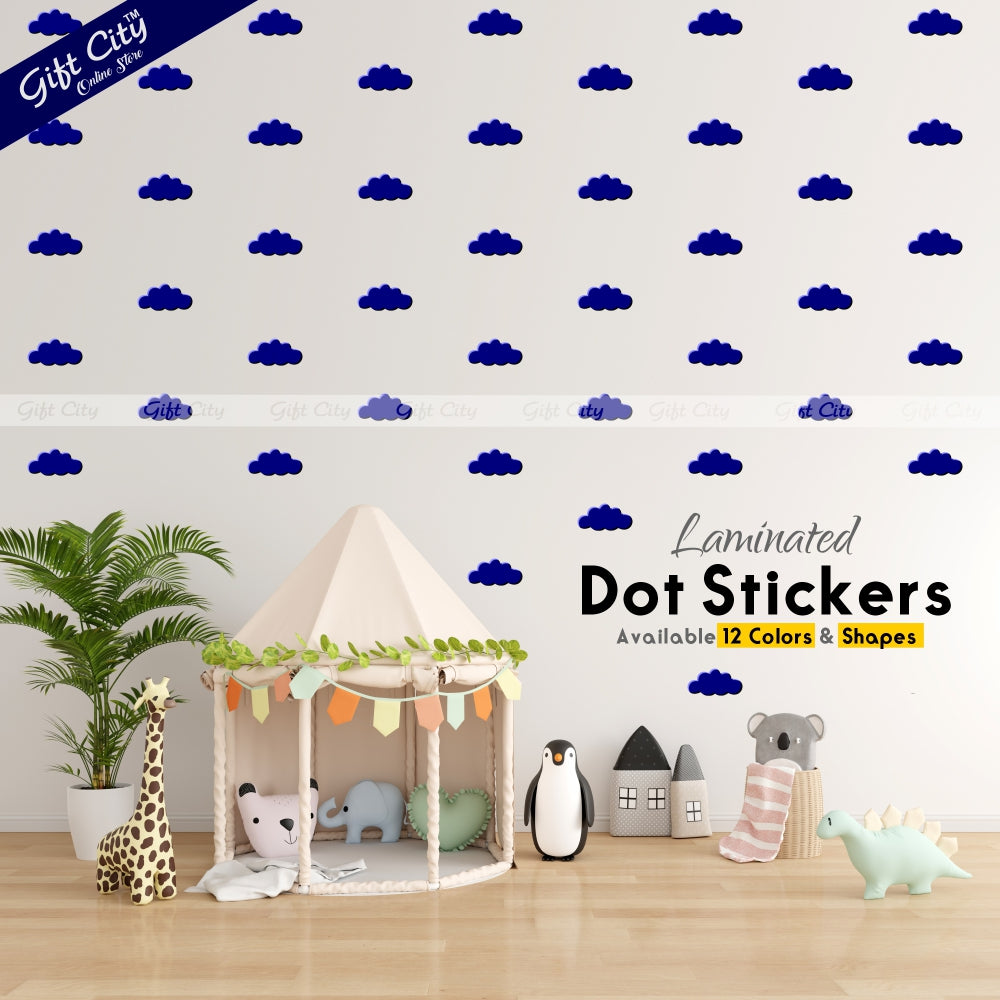 Gift City Presents Blue Cloud Shaped Dots Wall Stickers DIY Home Décor Perfect for Kids Bedrooms & Living Rooms Multiple Colors