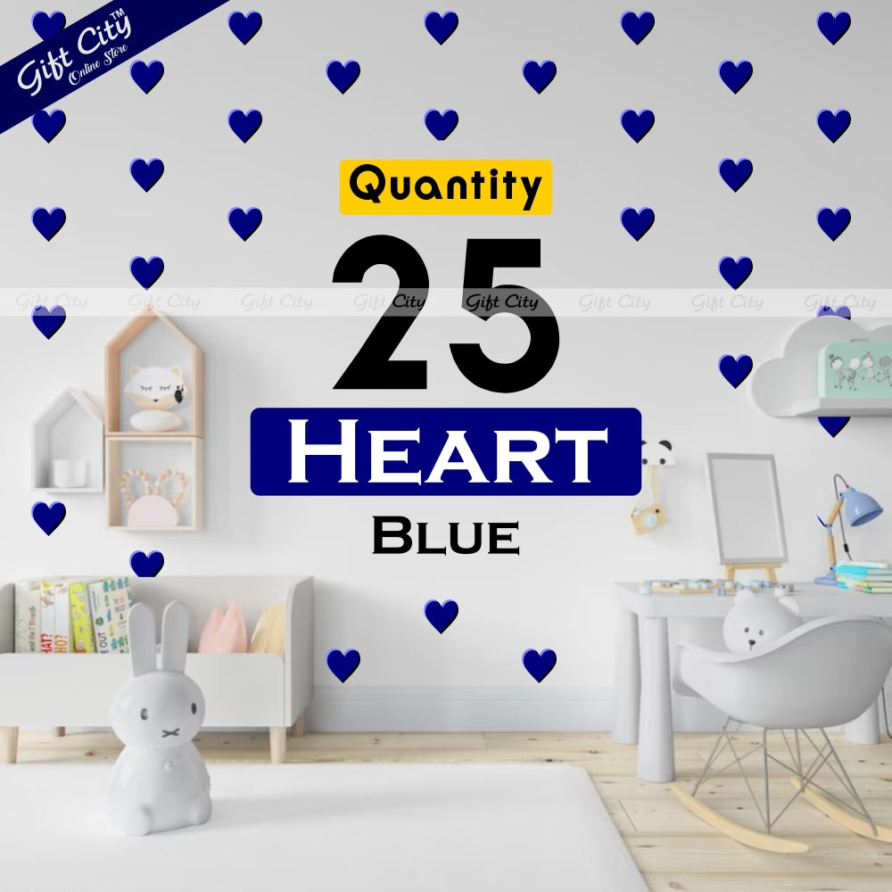 Gift City Presents Blue Heart Shaped Dots Wall Decals DIY Decor for Bedrooms & Living Rooms Self-Adhesive Various Colors