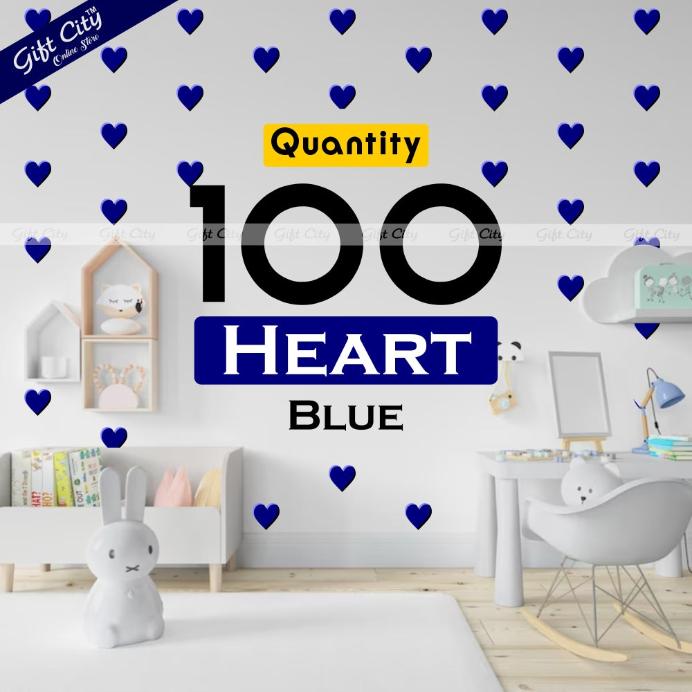 Gift City Presents Blue Heart Shaped Dots Wall Decals DIY Decor for Bedrooms & Living Rooms Self-Adhesive Various Colors