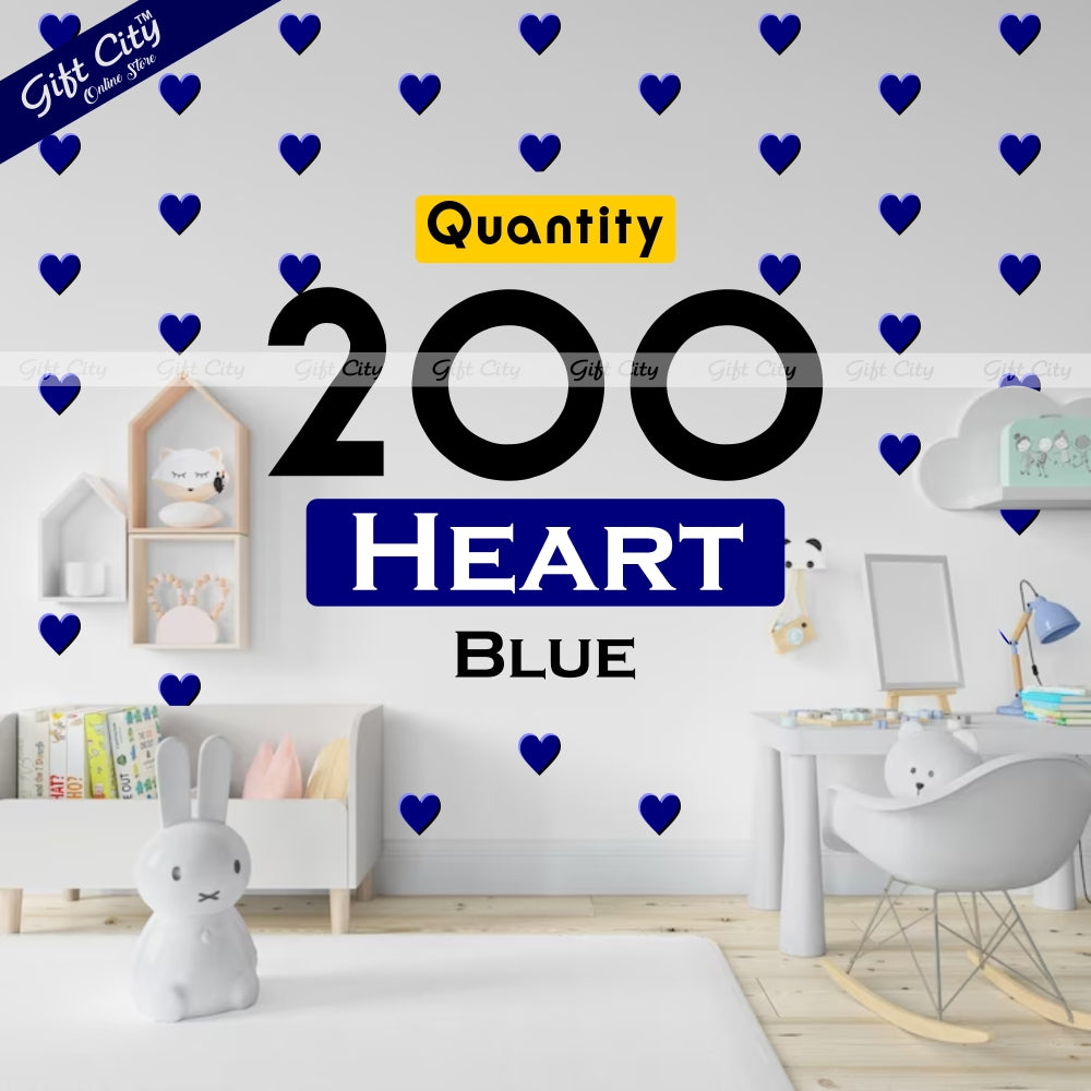 Gift City Presents Blue Heart Shaped Dots Wall Decals DIY Decor for Bedrooms & Living Rooms Self-Adhesive Various Colors