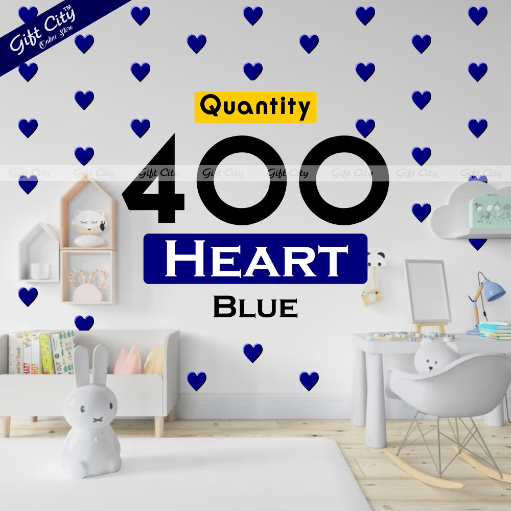 Gift City Presents Blue Heart Shaped Dots Wall Decals DIY Decor for Bedrooms & Living Rooms Self-Adhesive Various Colors